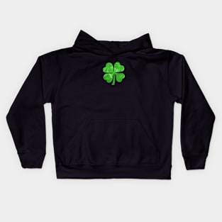 Watercolor green clover with four leaves Kids Hoodie